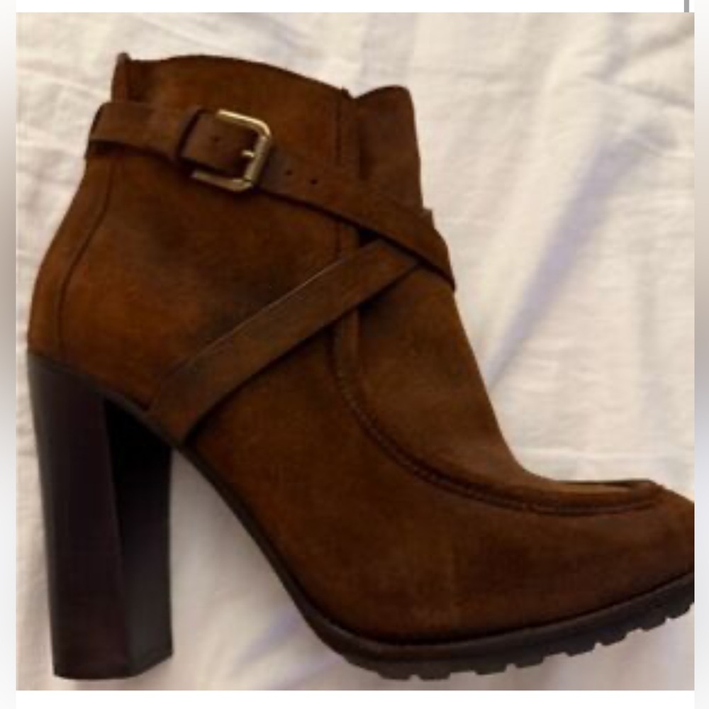 Ralph Lauren Purple Label Brown Suede Ankle Boots - Picture 2 of 11